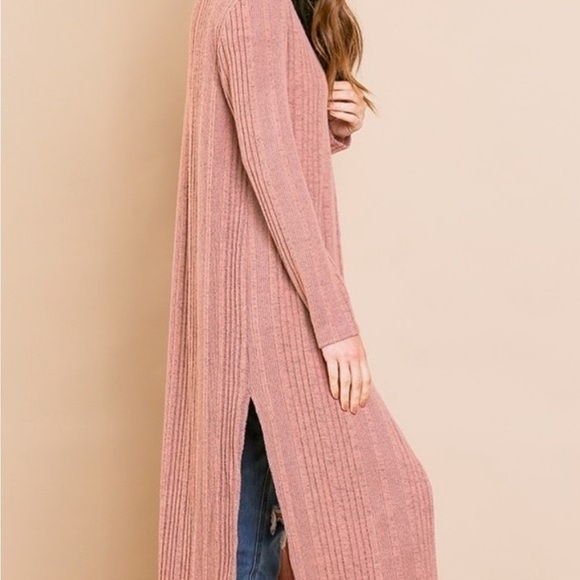 Umgee | NWT Keep Your Secrets Mauve Pink Dusty Rose Open Front Duster Cardigan M - Picture 7 of 17